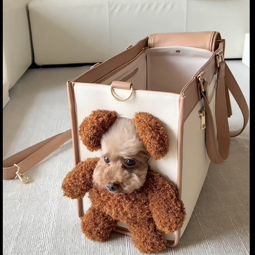 Creative Pet Carry Bag Large Capacity Outdoor One-Shoulder Tilt Straddle Tote Cat Bag Small Dog Brown Bear Bag Pet Products