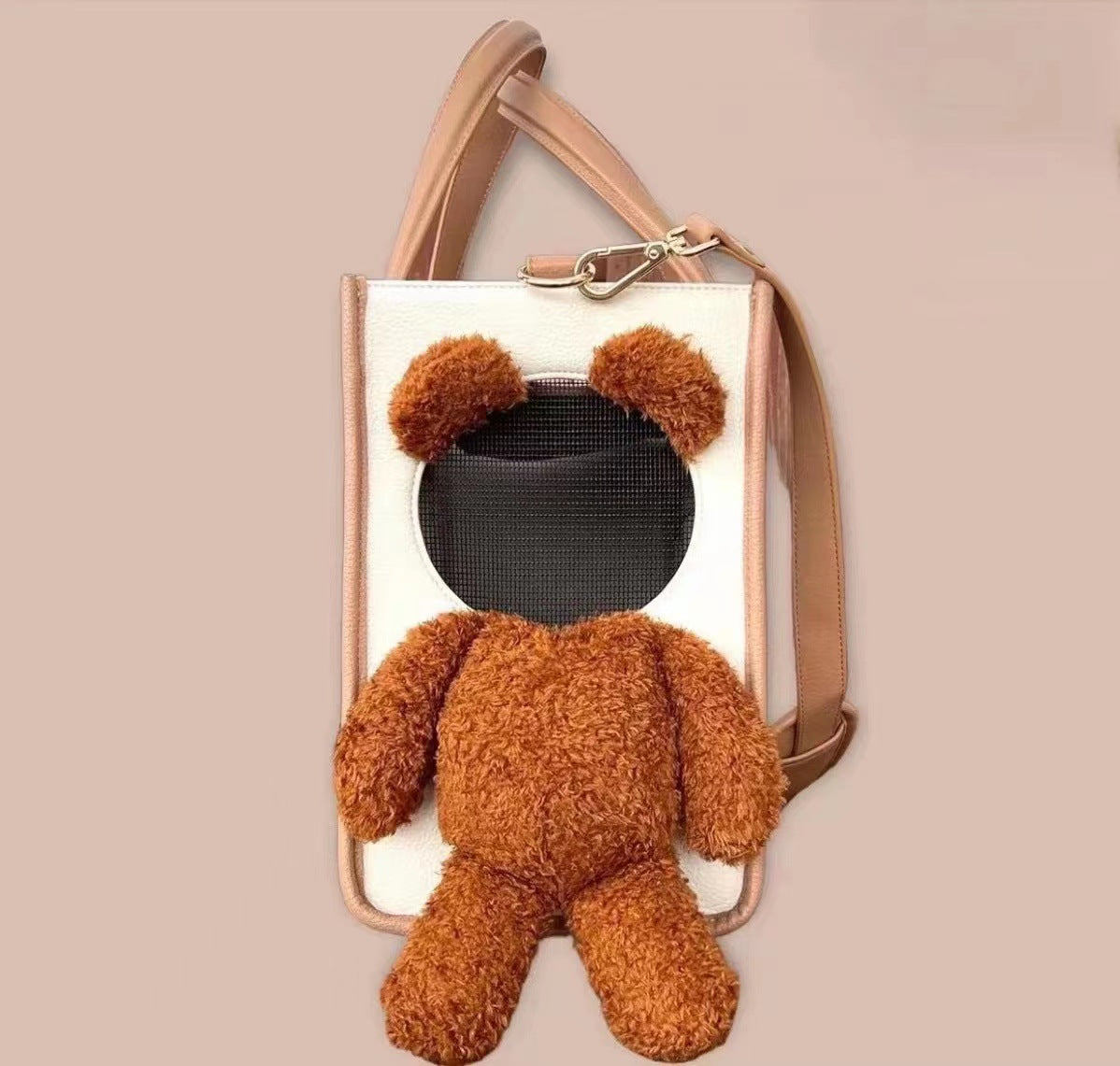 Creative Pet Carry Bag Large Capacity Outdoor One-Shoulder Tilt Straddle Tote Cat Bag Small Dog Brown Bear Bag Pet Products