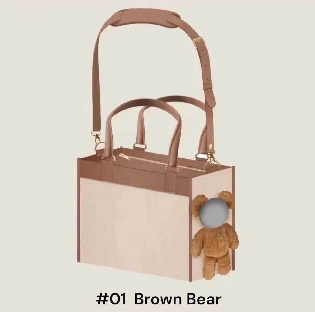 Creative Pet Carry Bag Large Capacity Outdoor One-Shoulder Tilt Straddle Tote Cat Bag Small Dog Brown Bear Bag Pet Products