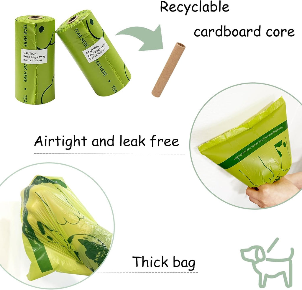 Poop Bag Holder with Blue Poop Bags Dog Poop Bag Holder with Keychain for Leash Dog Poop Bag Dispenser with 3 Accessories for Hands Free Dog Walking