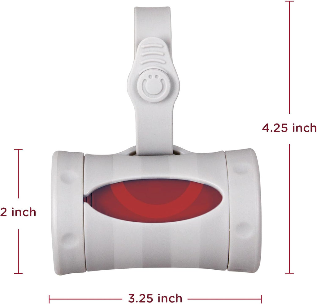 Ubbi Retractable Dog Poop Bag Holder and Dispenser with Silicone Strap Leash Attachment, Includes 2 Roll of Lavender Scented Leakproof Waste Bags, Gray