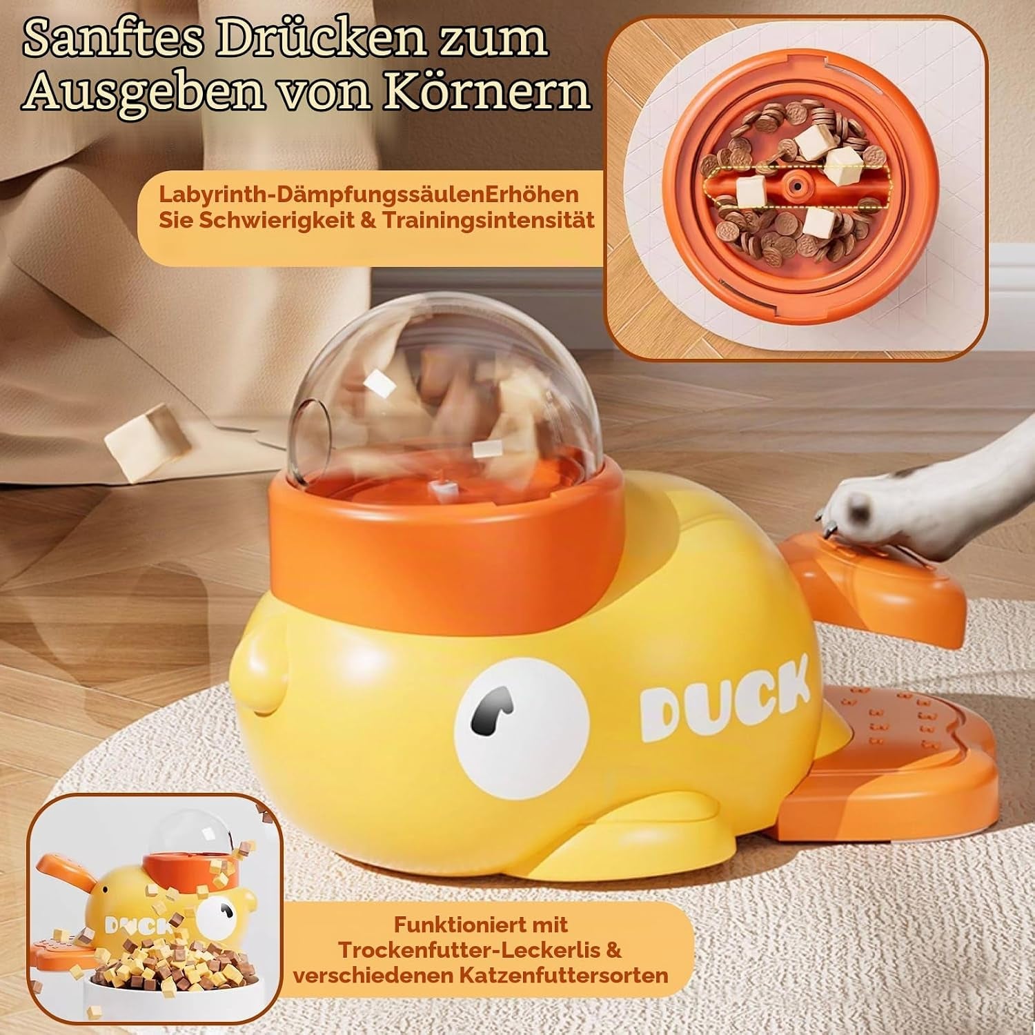 Entenform Interaktive Futterspender, 2 in 1 Interaktiver Leckerli