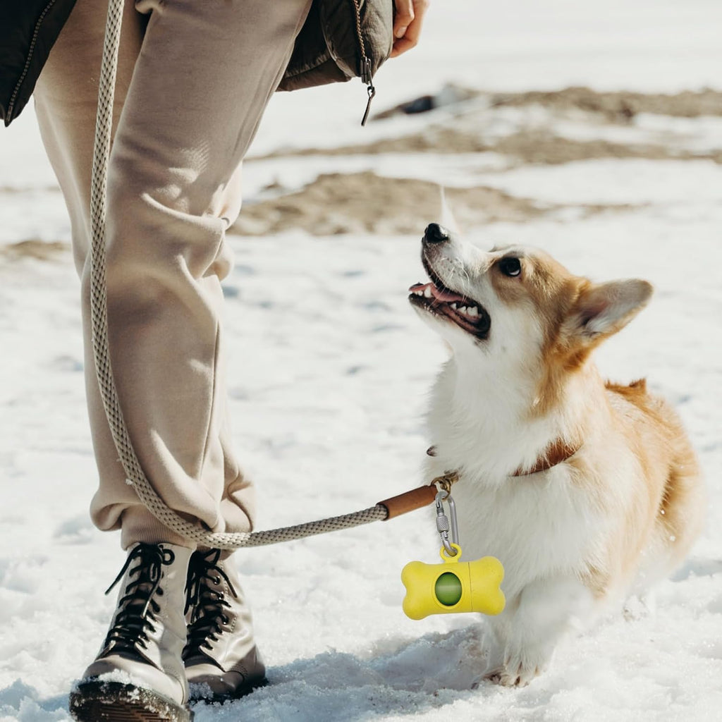 Poop Bag Holder with Blue Poop Bags Dog Poop Bag Holder with Keychain for Leash Dog Poop Bag Dispenser with 3 Accessories for Hands Free Dog Walking