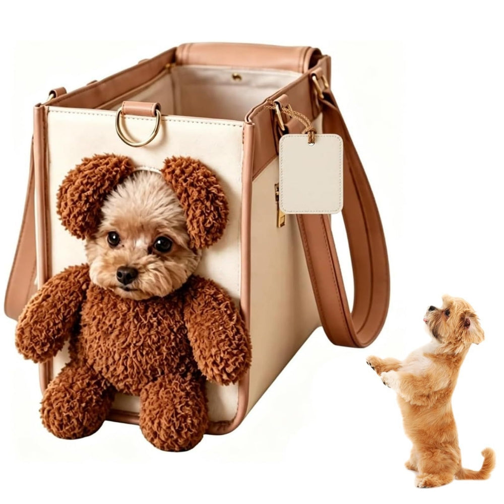 Creative Pet Carry Bag Large Capacity Outdoor One-Shoulder Tilt Straddle Tote Cat Bag Small Dog Brown Bear Bag Pet Products