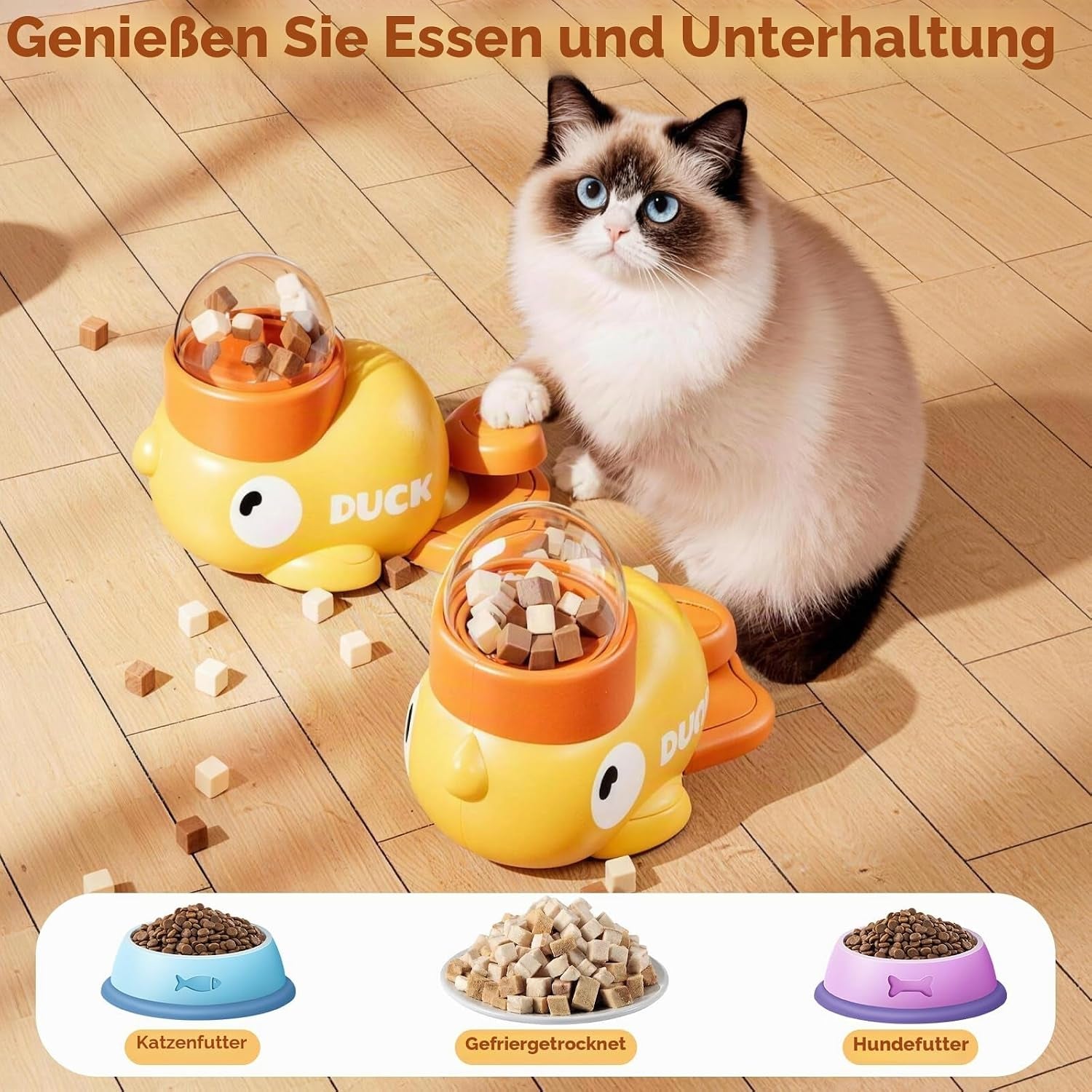 Entenform Interaktive Futterspender, 2 in 1 Interaktiver Leckerli