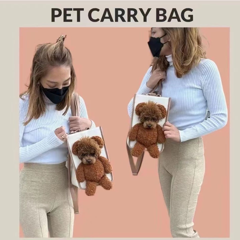 Creative Pet Carry Bag Large Capacity Outdoor One-Shoulder Tilt Straddle Tote Cat Bag Small Dog Brown Bear Bag Pet Products